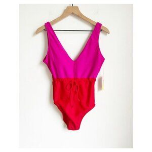 Summersalt Tie Waist Backflip Hibiscus & Red Lava One-Piece, new with tags